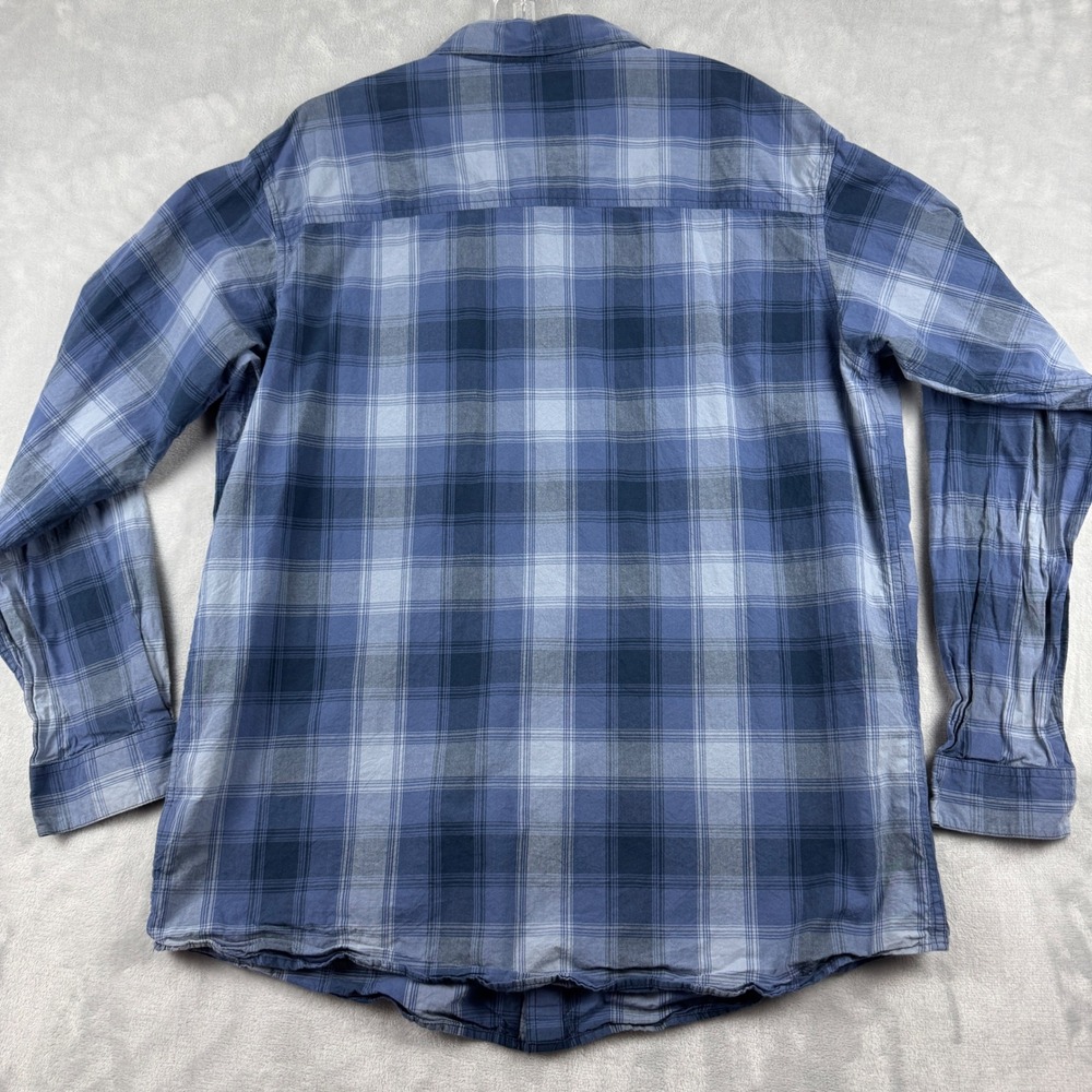 Columbia Mens 100% Cotton Plaid Long Sleeve Button Up Shirt Blue Grey Size XL - Picture 2 of 8
